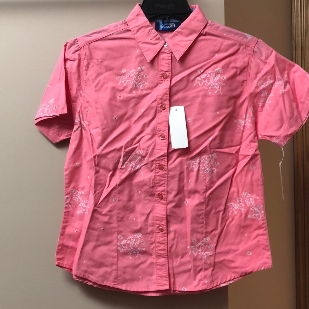 Vintage NWT Wrangler Blues Short Sleeve Western Button Up Shirt